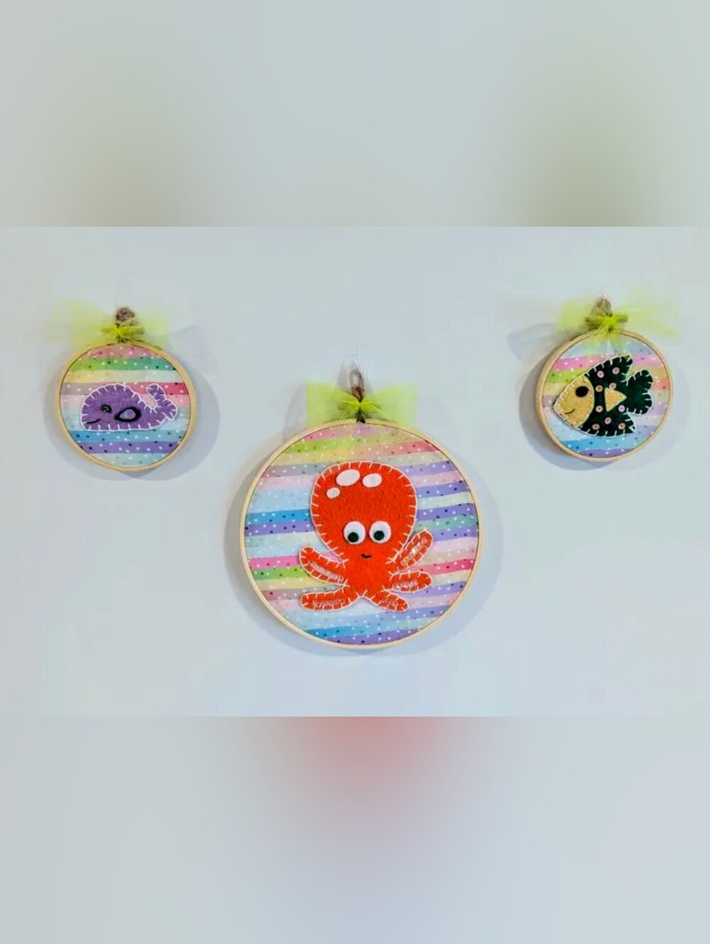Handmade Embroidery Hoop Set Octopus And Friends